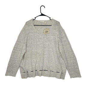 J Jill Womens Sweater 3X Gray Lagenlook Knit Drawstring Boho Comfort‎ Easy Fit